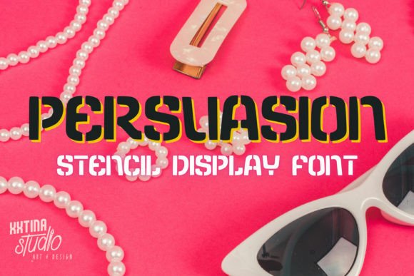 Persuasion Font: Bold All-Caps Stencil Display for Handmade Brands